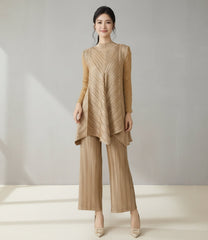 Luxury Formal Metallic Pleats Set