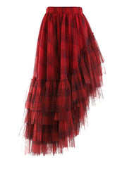 Asymmetric Tiered Tulle Ruffle Skirt