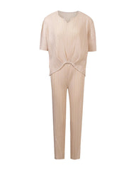 Pleated Twist Pants Set