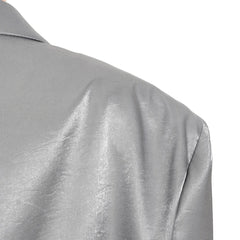 Women's Pearly Metallic Silver Oversized Blazer