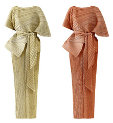 2-Piece Plissé Cape Dress
