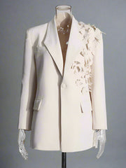 Couture Blazer with 3D Floral Shoulder