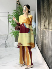 Luxury Plissé Tunic & Wide-Leg Pant