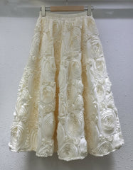 3D Carnation Embroidery Skirt