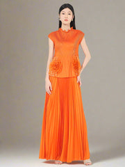 Truly Pleated Skirt & Blouse Set