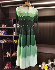 Wave Pleated Midi Dress