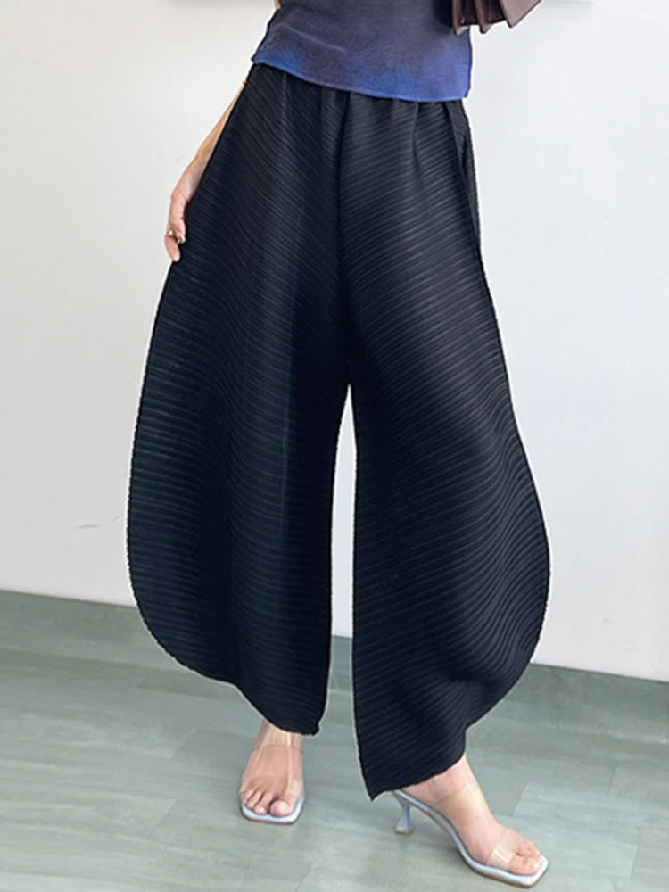 Luxury High-Waisted Pleated Gaucho Pants