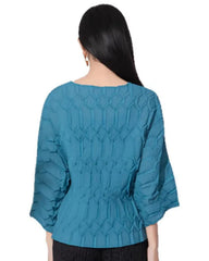 Pleated Geometric Plissé Top