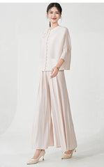 Truly Plissé Floral Blouse Top  & Pant Set