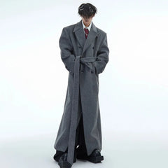 Men's Extra Long Wool Trench Coat - Cozy Luxury