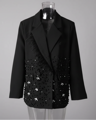 Feather Beaded Oversized Blazer