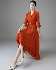 Luxury High-Low Pleated Dress