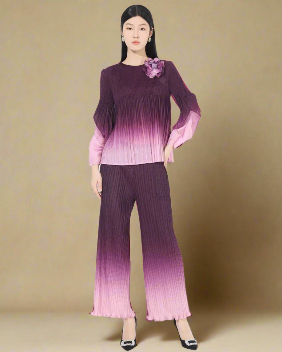 Truly Pleated Ombre Pant Set