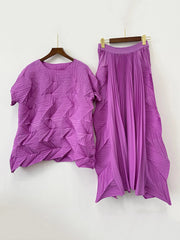 Ikebana Pleated Geometric Top and Skirt