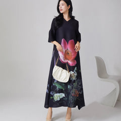 Contemporary Pleated Women's Floral Print Dress