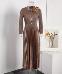 Luxury Floral Plissé Dress