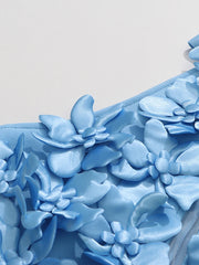 Elegant 3D Floral Halter-Neck Dress