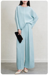 Luxury Pleated Top & Wide Leg Pant
