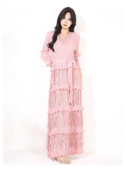 Plissé Japanese Fringe Midi Dress