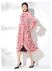 Truly Plissé Ruffle Long Coat