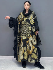 HEYFANCYSTYLE Dragon Elegance Stain Ruffle Dress