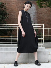 Women's Black Sleeveless Balloon Dress