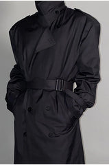 Men's Phantom Black Oversized Streetwear Long Coat