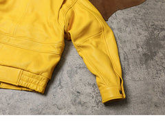 Men's Faux Leather Bomber Jacket