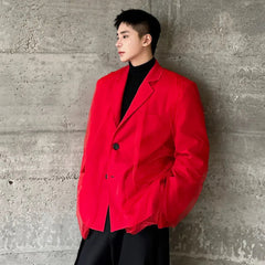 Men's Red Mesh Loose Fit Blazer