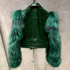 Crocodile Lamb Leather & Fox Jacket