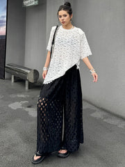 Elegant Cutout Wide-Leg Trousers