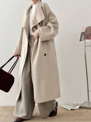 Luxury Wool-Blend Tie Belt Overcoat