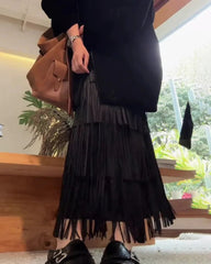 Luxury Tassel Midi Skirt
