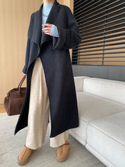 Luxury Wool-Blend Open Coat
