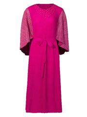 Plissé Batwing Sleeves Dress