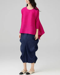 Plissé Asymmetric Fringe Top