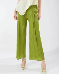 Luxury Plisse Wide-Leg Trousers