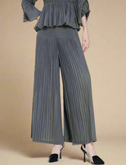 Luxe Wide-Leg Plisse Trousers