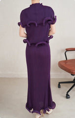 Sculptural Ruffle Plisse Skirt Set