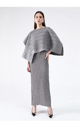 Plissé Pleated Midi Dress & Shawl