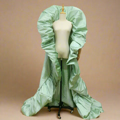 Taffeta Ruffled Extra Long Cape