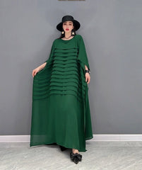 Classy Green 3/4 Batwing Sleeve Maxi Dress