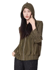 Luxury Pleated Hooded Jacket