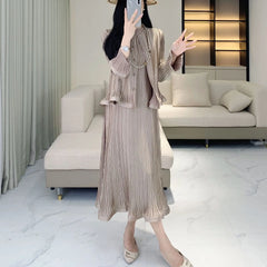 Luxury Pleats 2-Piece Dress Set