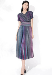 Ombre Stripe Plisse Dress