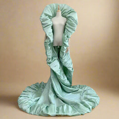 Taffeta Ruffled Extra Long Cape