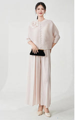 Truly Plissé Floral Blouse Top  & Pant Set