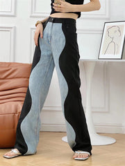 HEYFANCYSTYLE High Waist Wave Jeans