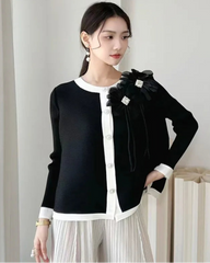 Luxury 3D Floral Pleated Top