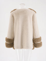 Women's Beige Cozy Luxury Faux Shearling Coat